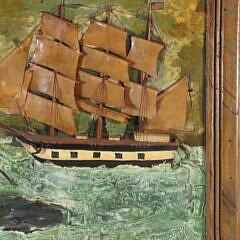 Vintage Carved Relief of a Whaling Barque Signed Thomas