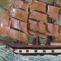 Vintage Carved Relief of a Whaling Barque Signed Thomas