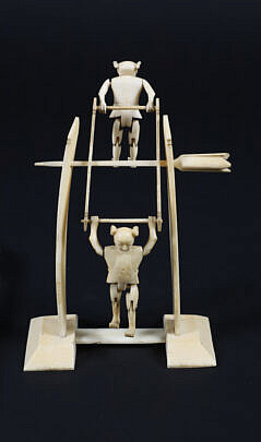 Chinese Export Carved Antique Bone Teeter-Totter Toy, 19th Century