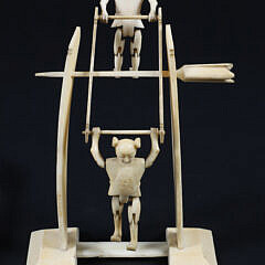 Chinese Export Carved Antique Bone Teeter-Totter Toy, 19th Century