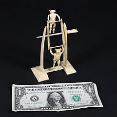 Chinese Export Carved Antique Bone Teeter-Totter Toy, 19th Century