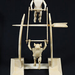 Chinese Export Carved Antique Bone Teeter-Totter Toy, 19th Century