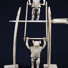 Chinese Export Carved Antique Bone Teeter-Totter Toy, 19th Century