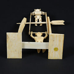Chinese Export Carved Antique Bone Teeter-Totter Toy, 19th Century