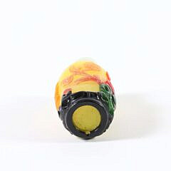 Chinese Multi-Color Overlay “Cat and Butterfly” Snuff Bottle, Qing Dynasty
