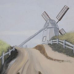 Anne Beach (Gustafson) “The Old Mill, Nantucket, Massachusetts” Gouache, circa 1940