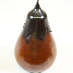 Japanese Two-Tone Carved Wood Eggplant Tea Caddy