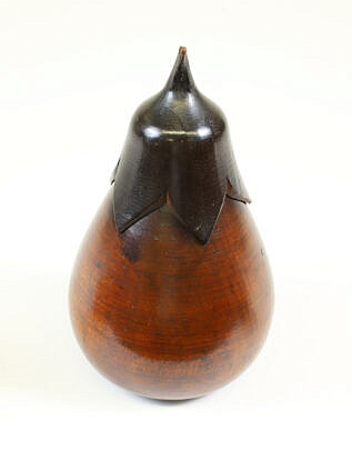 Japanese Two-Tone Carved Wood Eggplant Tea Caddy