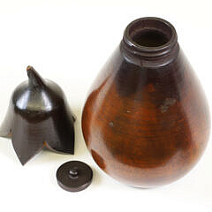 Antique Japanese Two-Tone Carved Wood Eggplant Tea Caddy