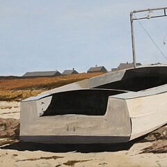 John Austin Tempera on Artist Board “Scallop Boat”