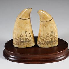 Fine Pair of Scrimshaw With Whaling Scenes, 19th Century