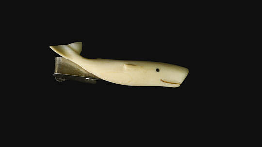 Charlie Sayle Sr. Miniature Carved Whale Tie Clip