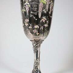 Japanese Polychrome Enameled Sterling Silver Presentation Cup, circa 1898