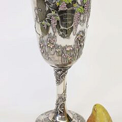 Japanese Polychrome Enameled Sterling Silver Presentation Cup, circa 1898