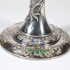 Japanese Polychrome Enameled Sterling Silver Presentation Cup, circa 1898