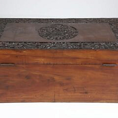 Fine Chinese Export Dragon Motif Carved Camphor Wood Trunk, 19th Century