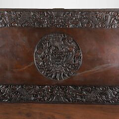Fine Chinese Export Dragon Motif Carved Camphor Wood Trunk, 19th Century