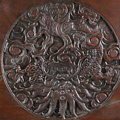 Fine Chinese Export Dragon Motif Carved Camphor Wood Trunk, 19th Century