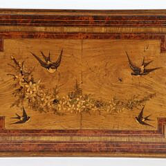 Continental Marquetry Bird Inlaid Two-Sided Serving Tray, 19th Century