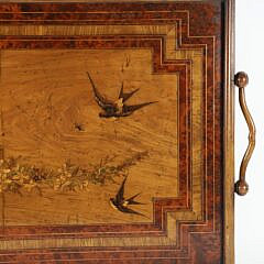 Continental Marquetry Bird Inlaid Two-Sided Serving Tray, 19th Century