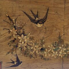 Continental Marquetry Bird Inlaid Two-Sided Serving Tray, 19th Century