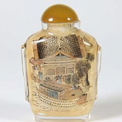Chinese Inside-Painted Clear Glass Snuff Bottle, Signed Eni, 20th Century