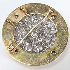 Vintage Old European Cut Diamond and Textured 14K Yellow Gold Sunburst Brooch Pendant, Approx. 4ct