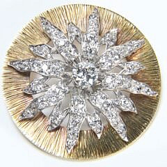 16-5682 Gold Diamond Sunburst Brooch Pendant A IMG_9966