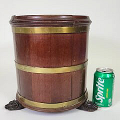 Antique English Regency Brass Bound Mahogany Peat Bucket Planter