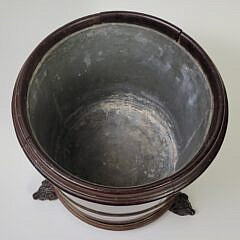 Antique English Regency Brass Bound Mahogany Peat Bucket Planter
