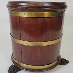 Antique English Regency Brass Bound Mahogany Peat Bucket Planter