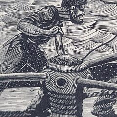 Charles E. Pont (1898-1971) Wood Engraving “Heave Up” Nautical Print
