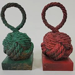 Cast Iron Monkey Fist Port and Starboard Nautical Bookends Doorstops