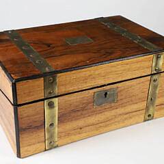 English Mahogany Brass Strapped Lap Desk, 19th Century