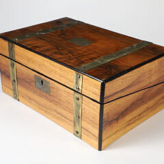 English Mahogany Brass Strapped Lap Desk, 19th Century