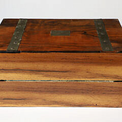 English Mahogany Brass Strapped Lap Desk, 19th Century