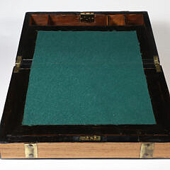 English Mahogany Brass Strapped Lap Desk, 19th Century