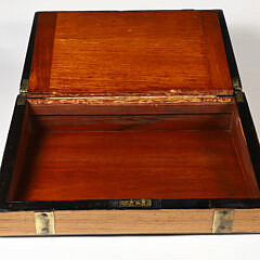 English Mahogany Brass Strapped Lap Desk, 19th Century