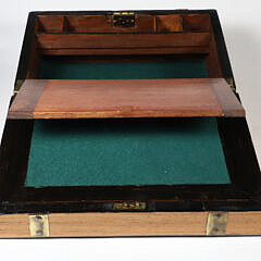 English Mahogany Brass Strapped Lap Desk, 19th Century