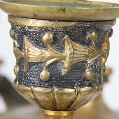 Pair of 2nd Empire Gilt and Patinated Bronze Candelabra in the manner of Barbedienne, circa 1870
