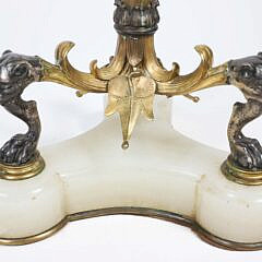 Pair of 2nd Empire Gilt & Patinated Bronze Candelabra in the manner of Barbedienne, circa 1870