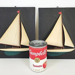Pair of Vintage 1930s Racing Yacht Half Hull Plaques