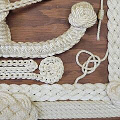 Pair of Vintage Mid Century Intricate Sailor Made Rope Work Nautical Knot Boards
