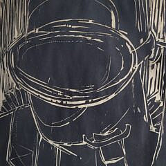Mid Century Modern Carmine DeVivi (1929-2017) Woodblock Print “Sea Warrior”
