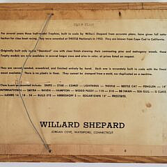 Vintage Willard Shepard Carved Sloop Class Sailboat Half Hull Plaque