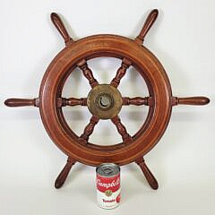 Antique 1920s Mahogany American Yacht Ships Wheel