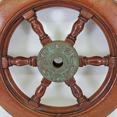 Antique 1920s Mahogany American Yacht Ships Wheel