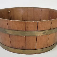 Antique C. Wilder & Son Hingham Brass Bound Wooden Basin Bucket