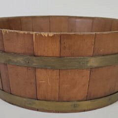 Antique C. Wilder & Son Hingham Brass Bound Wooden Basin Bucket