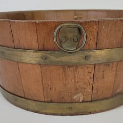 Antique C. Wilder & Son Hingham Brass Bound Wooden Basin Bucket